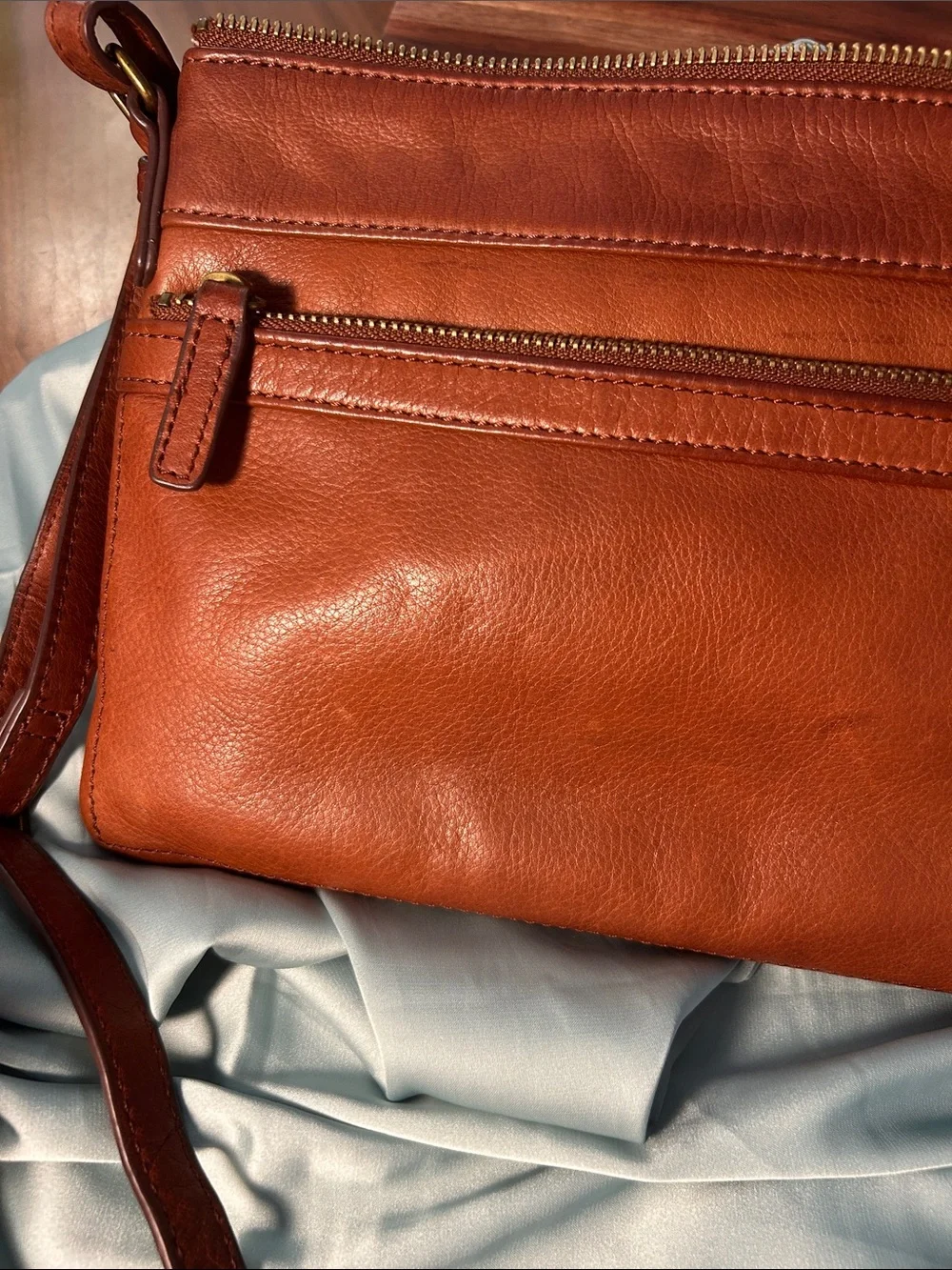 margot Leather Crossbody in Warm Chestnut
